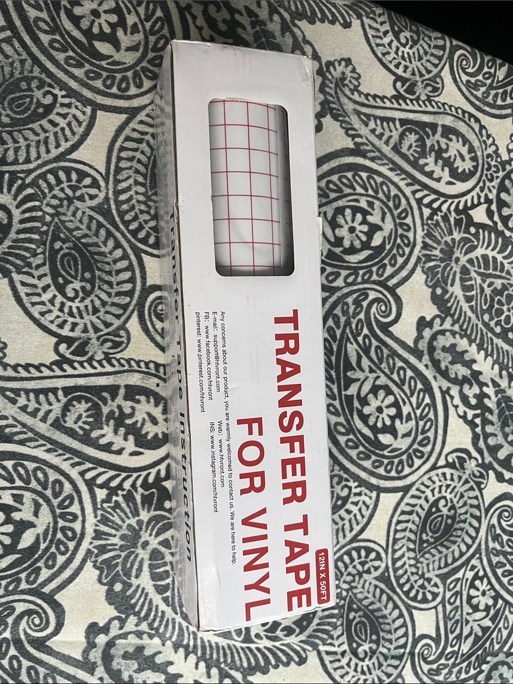 Transfer Tape for Vinyl - White with Red Grid